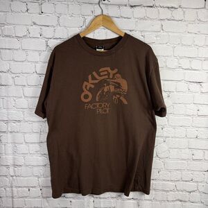 Vintage Oakley Factory Pilot Graphic T Shirt Brown Orange Size XL J